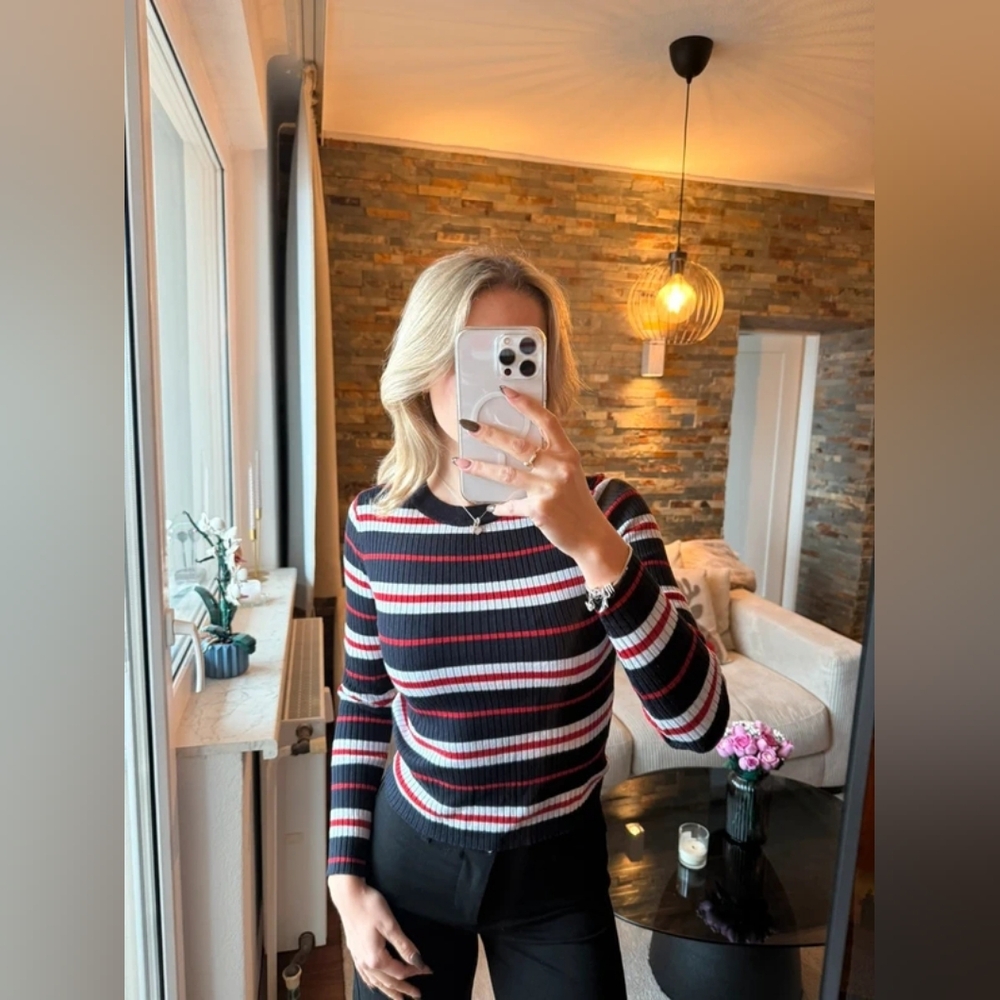 Striped Navy and Red Men's Sweater